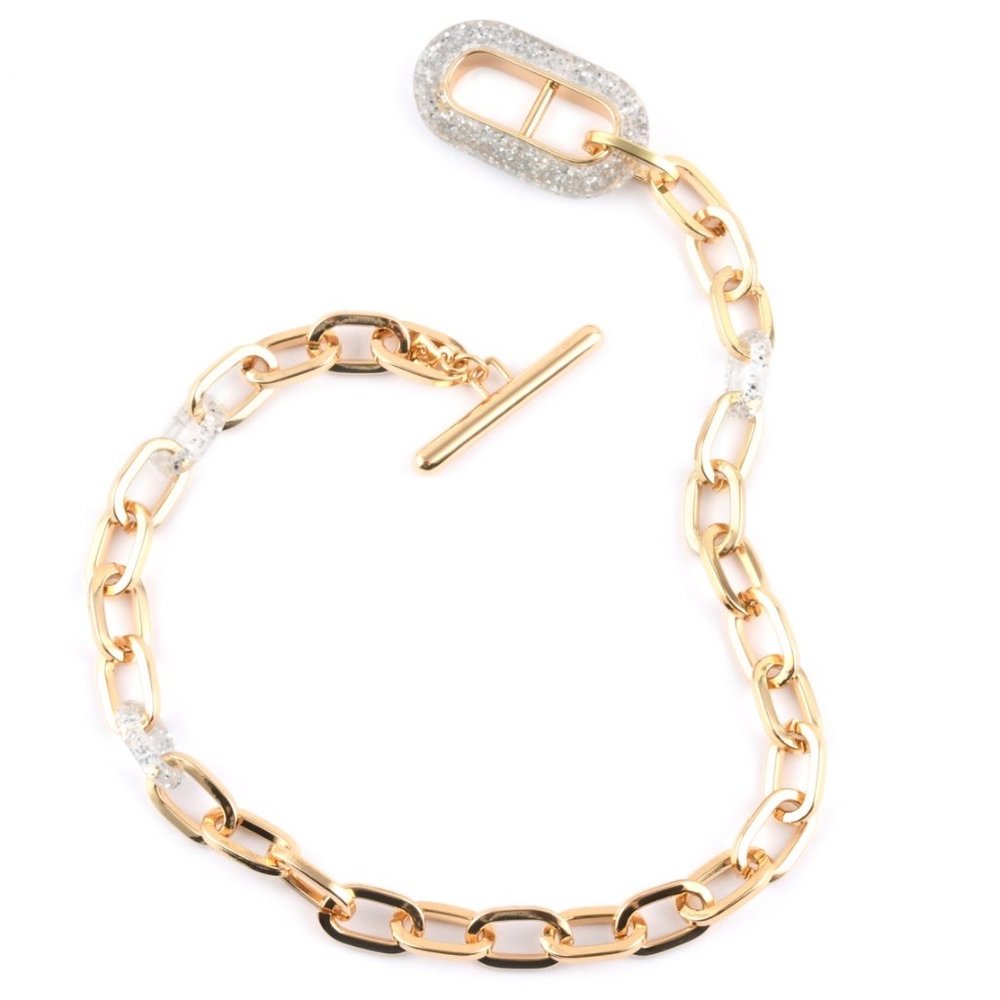 Rebecca Minkoff Silvertone and Goldtone Glitter Chroma Link Short Necklace